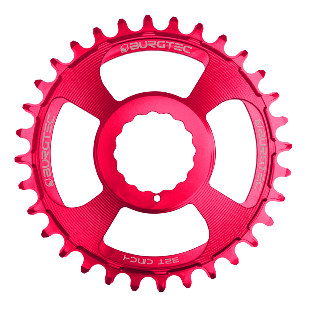 Burgtec 3mm Offset Thick Thin Chainring for Race Face Cinch - 32T - Toxic Barbie Pink