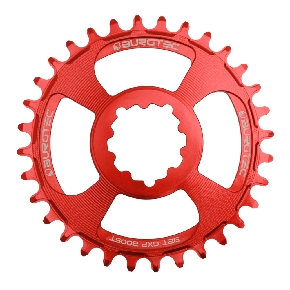 Burgtec 3mm Offset Thick Thin Chainring for SRAM 3-Bolt - 32T - Race Red