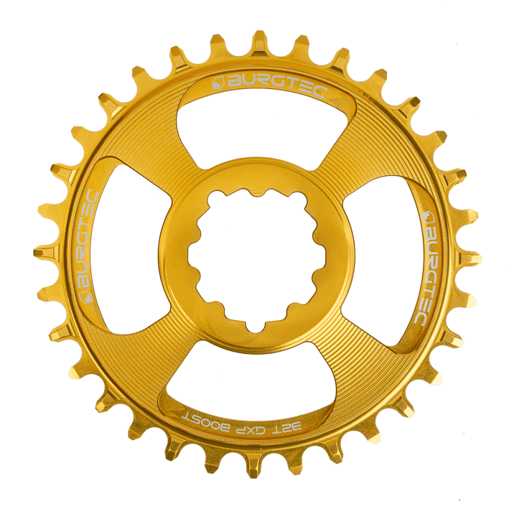 Burgtec 3mm Offset Thick Thin Chainring for SRAM 3-Bolt - 32T - Bullion, Burgtec Bullion Gold