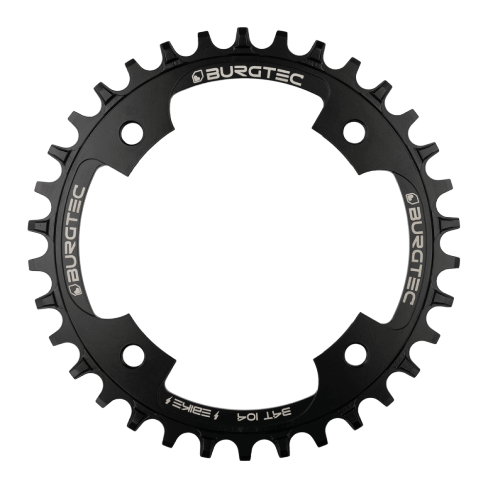 Burgtec 104mm BCD Outside Fit E-Bike Steel Thick Thin Chainring, Burgtec Black, 34T