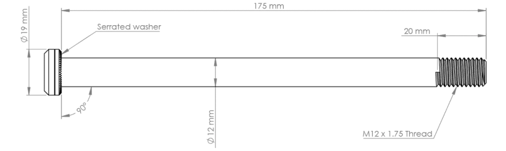 Burgtec 174mm x 12mm 1.75mm Pitch Rear Axle, Burgtec Black